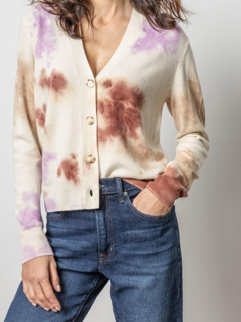 Lilla P Tie Dyed Wool + Cashmere Cardigan